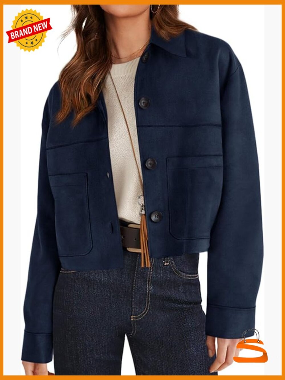 Faux Suede Cropped Jacket Lightweight Casual Fall Winter Coat Trendy Aviator